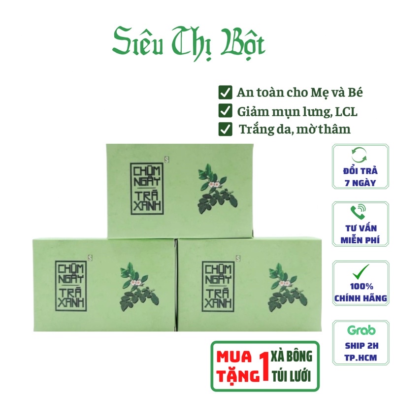 XÀ BÔNG CHÙM NGÂY TRÀ XANH SINH SƯỢC ORGANIC (TRẮNG SÁNG DA-GIẢM NGỨA -GIẢM MỤN -MỜ THÂM -SÁT KHUẨN)