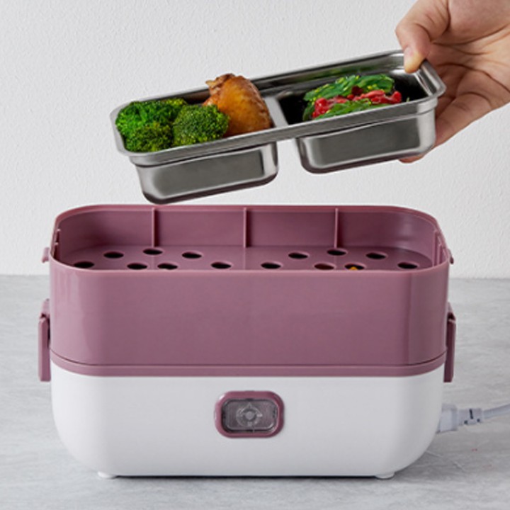 Cặp lồng Hộp cơm điện nấu chín và giữ nhiệt đồ ăn, thiết kế 4 ngăn inox kiểu dáng hình chữ nhật cho nhân viên văn phòng | BigBuy360 - bigbuy360.vn