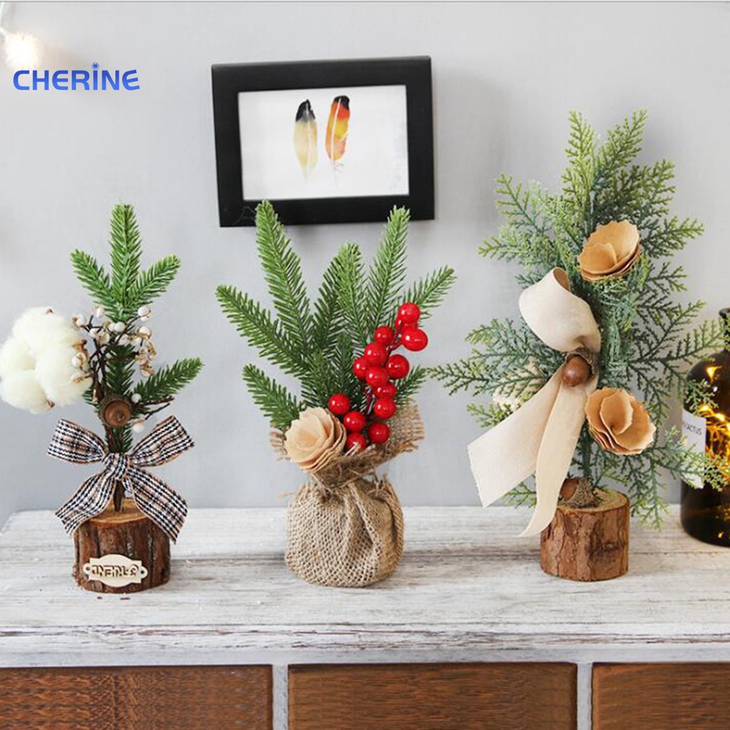 Cây Thông Giáng Sinh Mini Giả Bằng Sắt 25cm Để Bàn Trang Trí