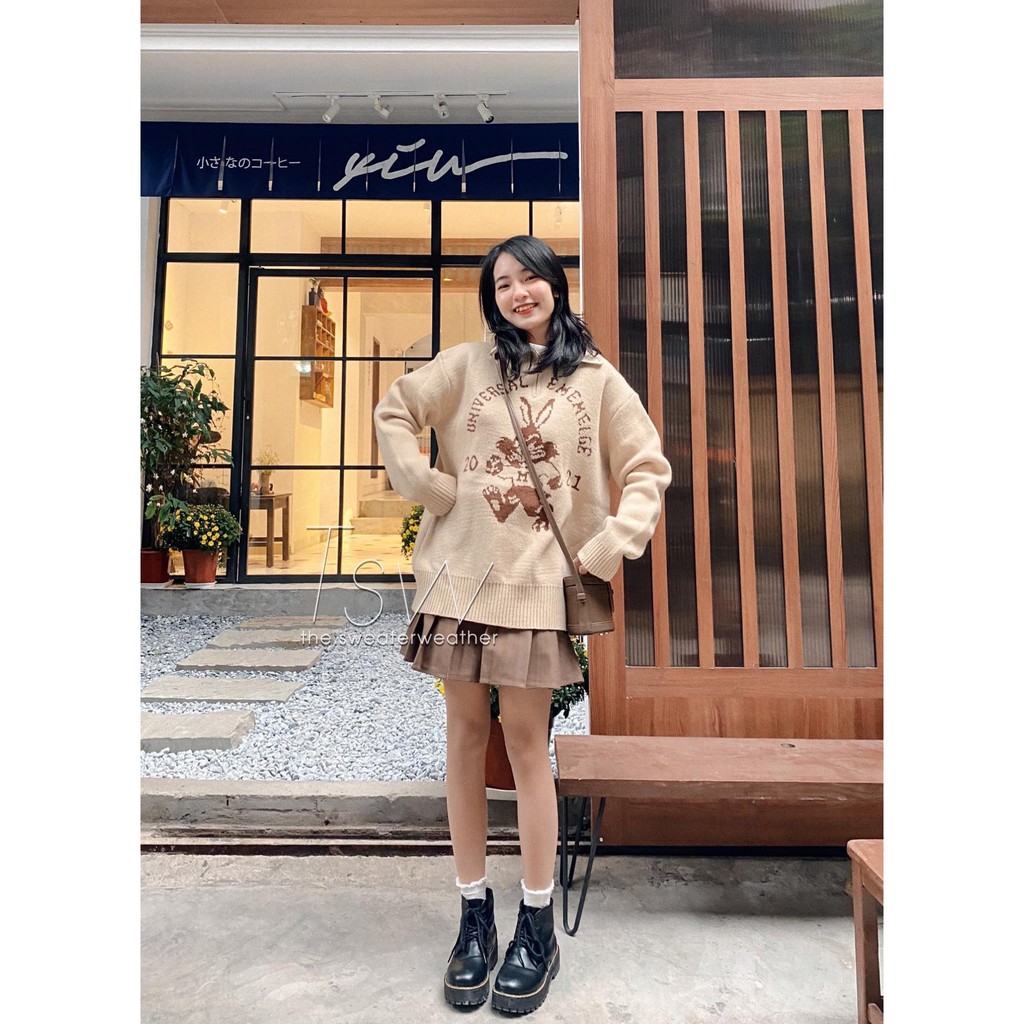 Áo len cổ polo kéo khoá hình thỏ | BigBuy360 - bigbuy360.vn