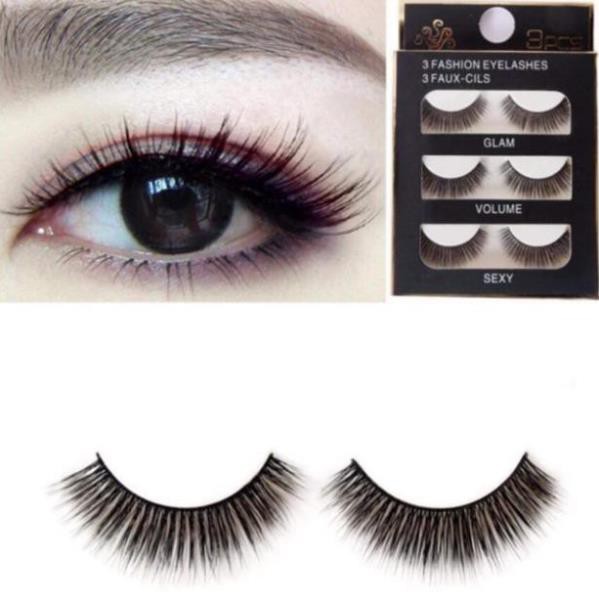 Lông mi chồn 3D hộp 3 đôi (kèm keo)