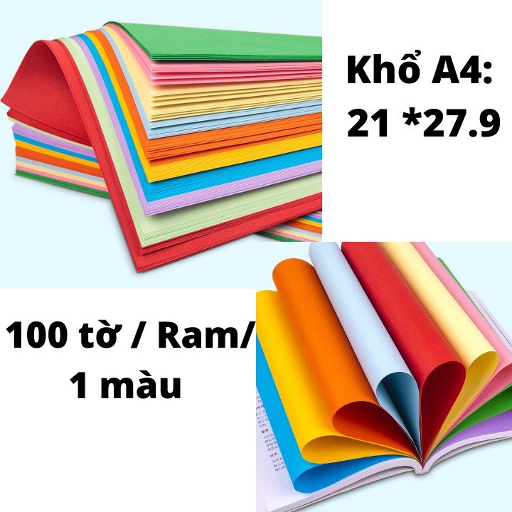 100 tờ bìa màu cứng làm đồ hanmade , đóng tập sổ, đồ thủ công, thiệp khổ A4 - Định lượng 160gsm có nhiều màu