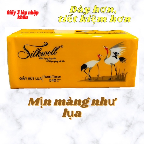Giấy ăn Silkwell 3 lớp giấy Indo nhập khẩu siêu mềm mịn 540 tờ 3 lớp