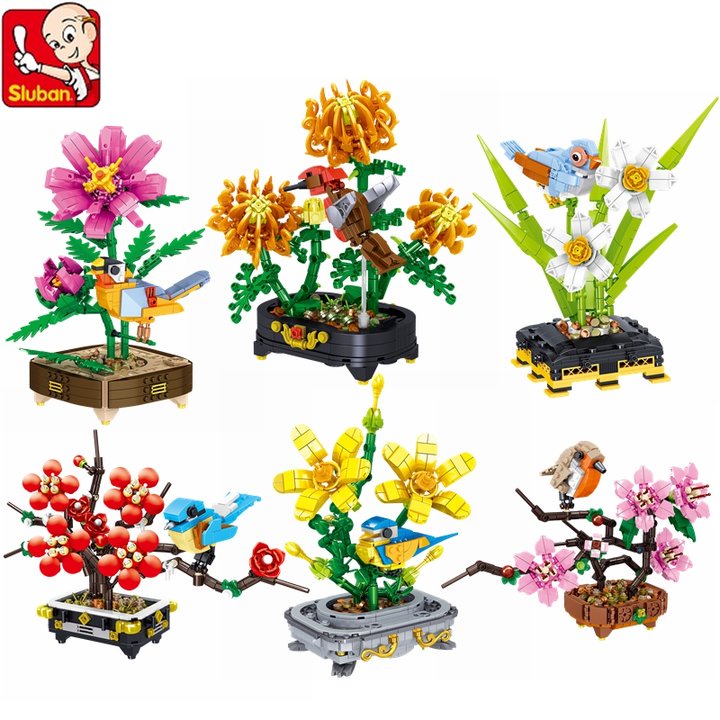 Sluban Bộ Đồ Chơi Lắp Ráp lego Chậu Hoa Mẫu Đơn DIY