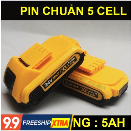 Pin Máy Khoan Dewalt loại 24V. Chuẩn 5 cell Pin