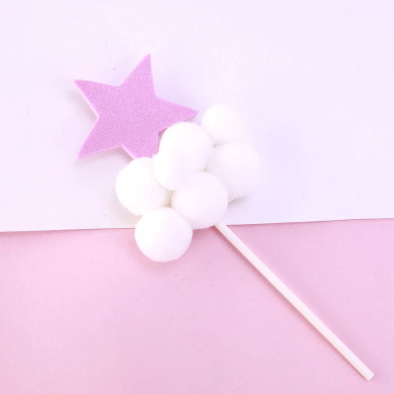 combo 5 Que cắm bông mây trang trí bánh kem, trang trí bánh sinh nhật