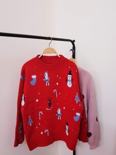Áo len đỏ, đen hoạ tiết noel