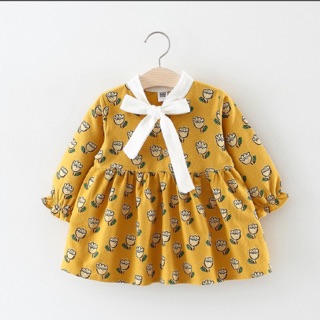 Váy hoa nơ cổ vintage cho bé