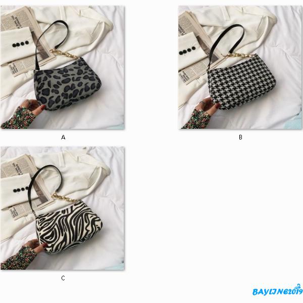 BAY-Túi xách đeo vai họa tiết da báo/ ngựa vằn phong cách retro cho nữ