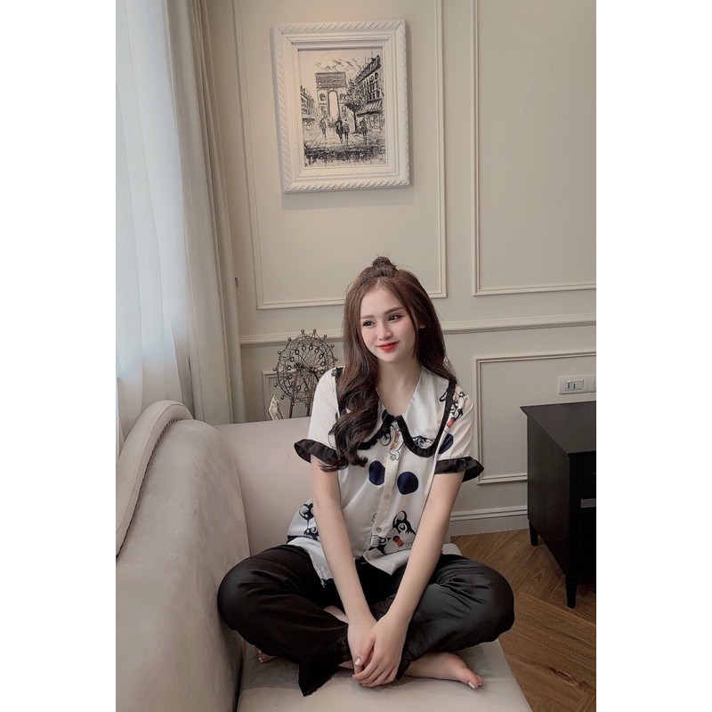 HÌNHTHẬTBộ Pyjama tay ngắn tiểu thư hàng cao cấp chuẩn mịn đẹp
