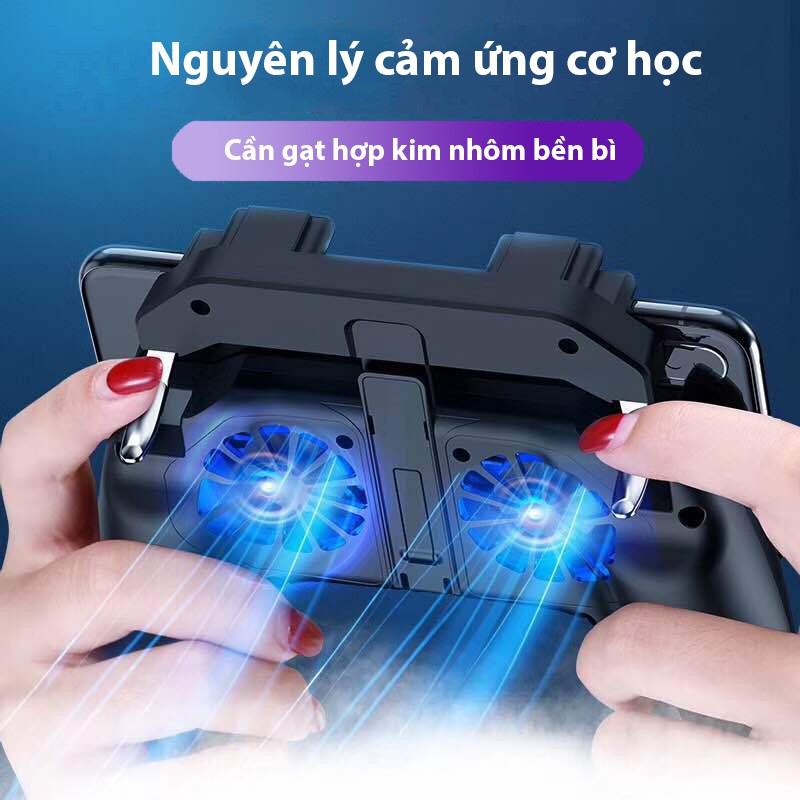 Tay cầm chơi game PUBG/FF/ROS có TẢN NHIỆT ĐÔI tích hợp sạc dự phòng H10