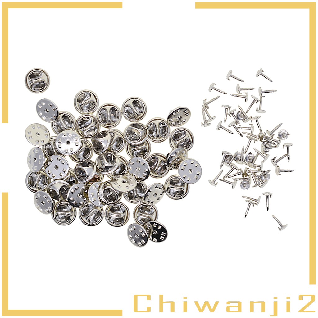 50 Sets Badge Tie Tags Tacks Butterfly Pinch Back Pins Clutch Back Lapel Pin