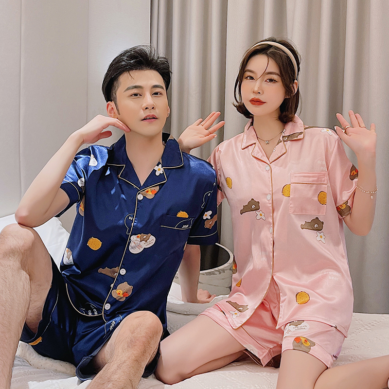 Set Đồ Ngủ Bằng Lụa Satin Phong Cách Hàn Quốc Dành Cho Cả Nam Và Nữ