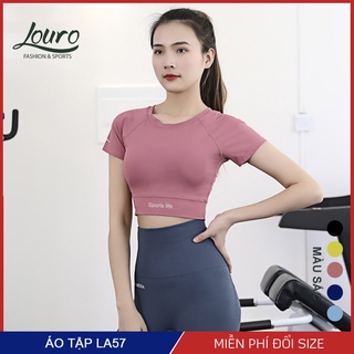 Áo tập gym, yoga nữ Louro LA57 kiểu áo croptop body dùng tập thể thao, gym, yoga, zumba, chất liệu siêu co giãn