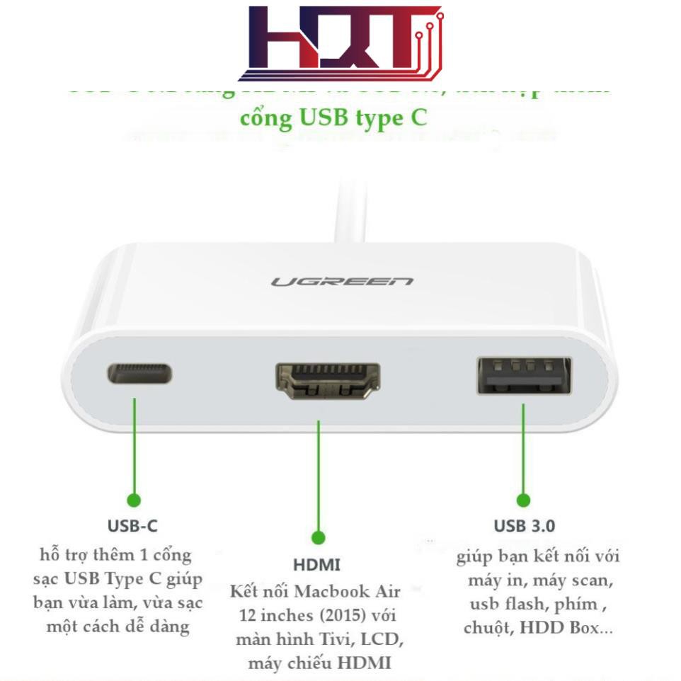 Dây chuyển đổi USB Type-C sang USB 3.0 + HDMI + USB Type-C UGREEN 30377 (màu trắng) | BigBuy360 - bigbuy360.vn