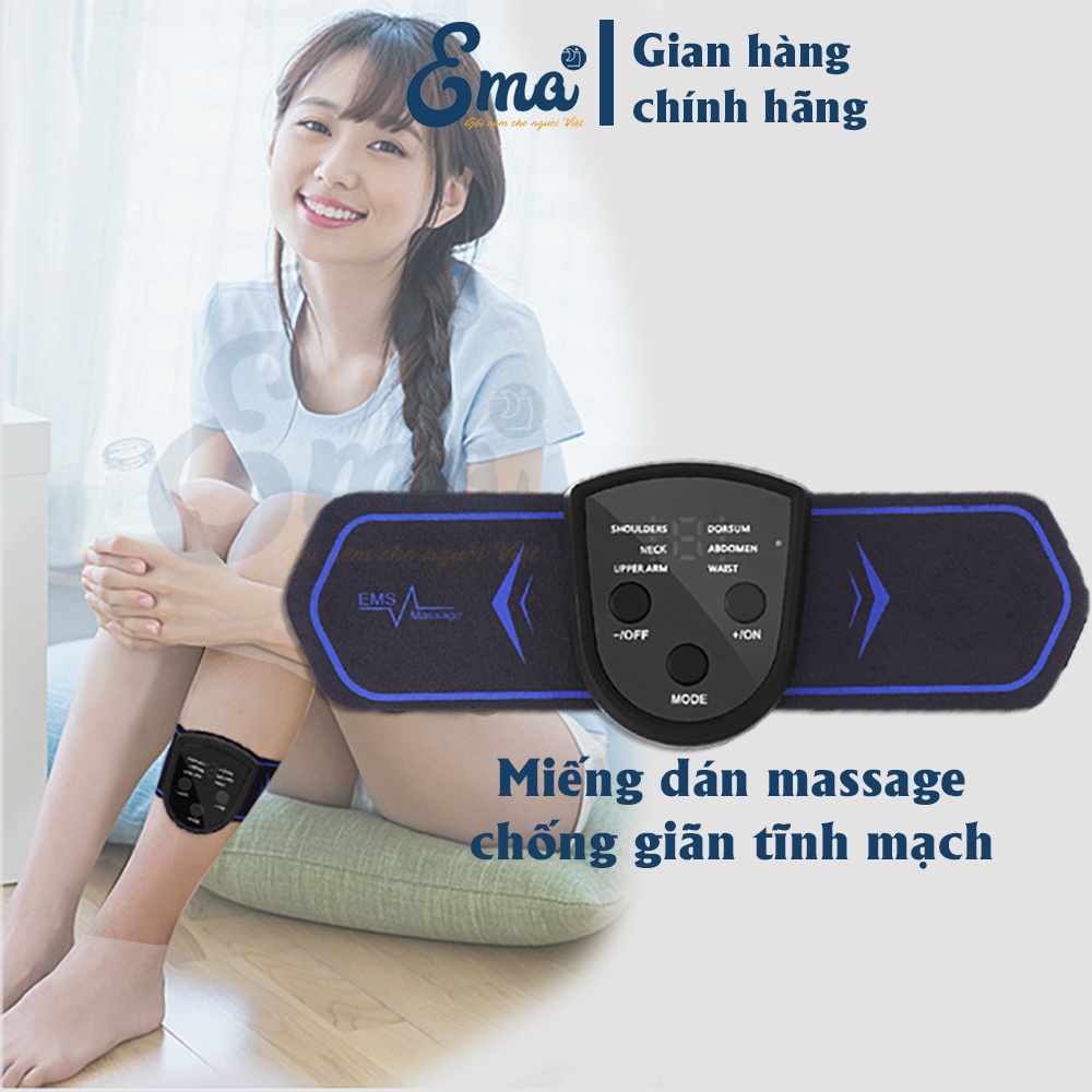 Máy massage điện xung chống giãn tĩnh mạch EMS dạng miếng dán không dây tiện lợi - Giảm đau, tăng tuần hoàn máu