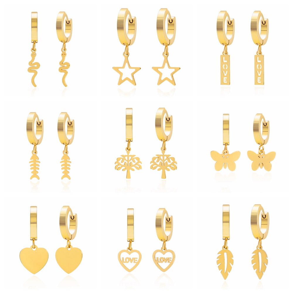 1 Đôi Khuyên Tai Tròn Bằng Thép Không Gỉ Phong Cách Vintage