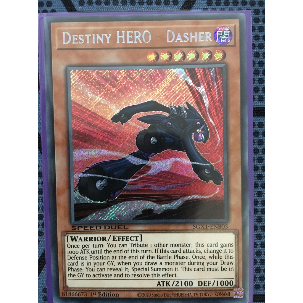 Thẻ bài yugioh - Destiny HERO - Dasher - SGX1-ENB05 - Secret Rare 1st Edition
