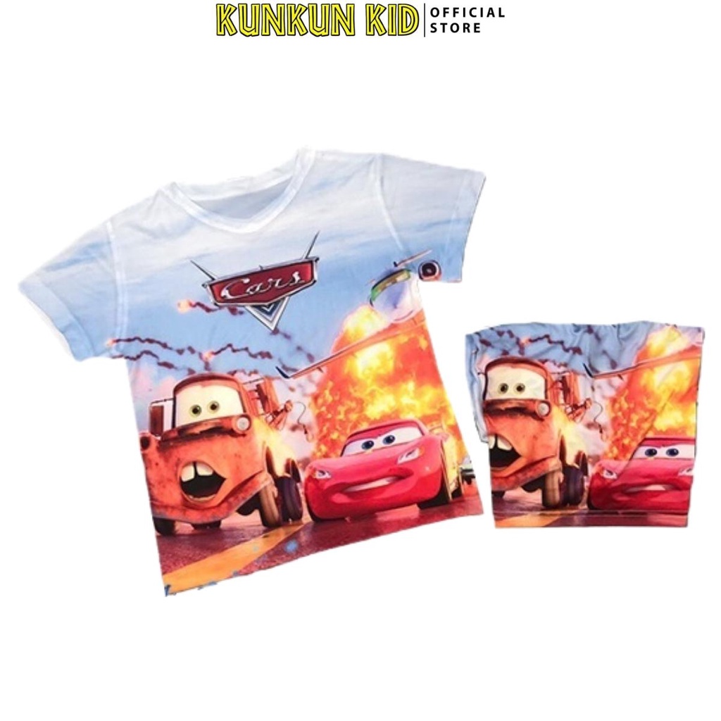 Quần áo trẻ em hình xe hơi car 2 thun lạnh size từ 10-60kg Kunkun Kid TP013 - đồ bộ bé trai mùa hè