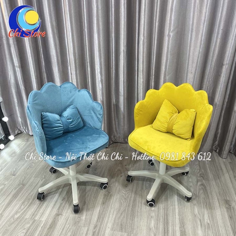 Ghế Xoay Tiểu Thư Hình Vương Miện Sang Chảnh, Ghế Xoay Ngồi Trang Điểm Chân Bánh Xe Xoay 360 Độ Tiện Lợi Và Sang Chảnh
