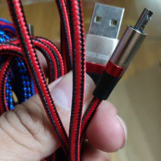 Cáp sạc nhanh dây dù micro usb mã vạch đầu dài