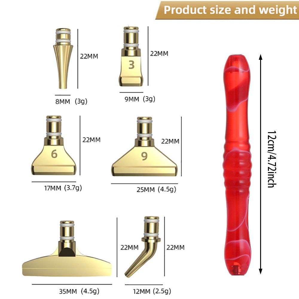 Bộ Đầu bút đính đá 5D và thân cầm tay 7 món bằng hợp kim resin DIY tiện lợi