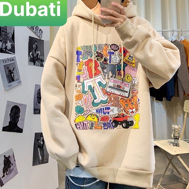 ÁO KHOÁC HOODIE FROM RỘNG NAM NỮ HAJUKU, ÁO NỈ CHẤT DÀY VẢI MỊN - DUBATI FASHION