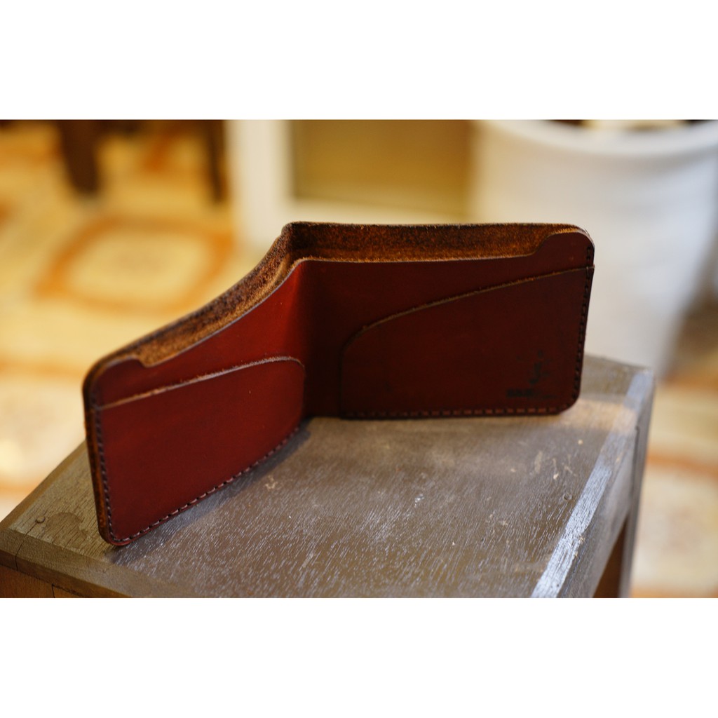 Ví nam da bò RAM Leather Da Bò Simple Nâu Đỏ