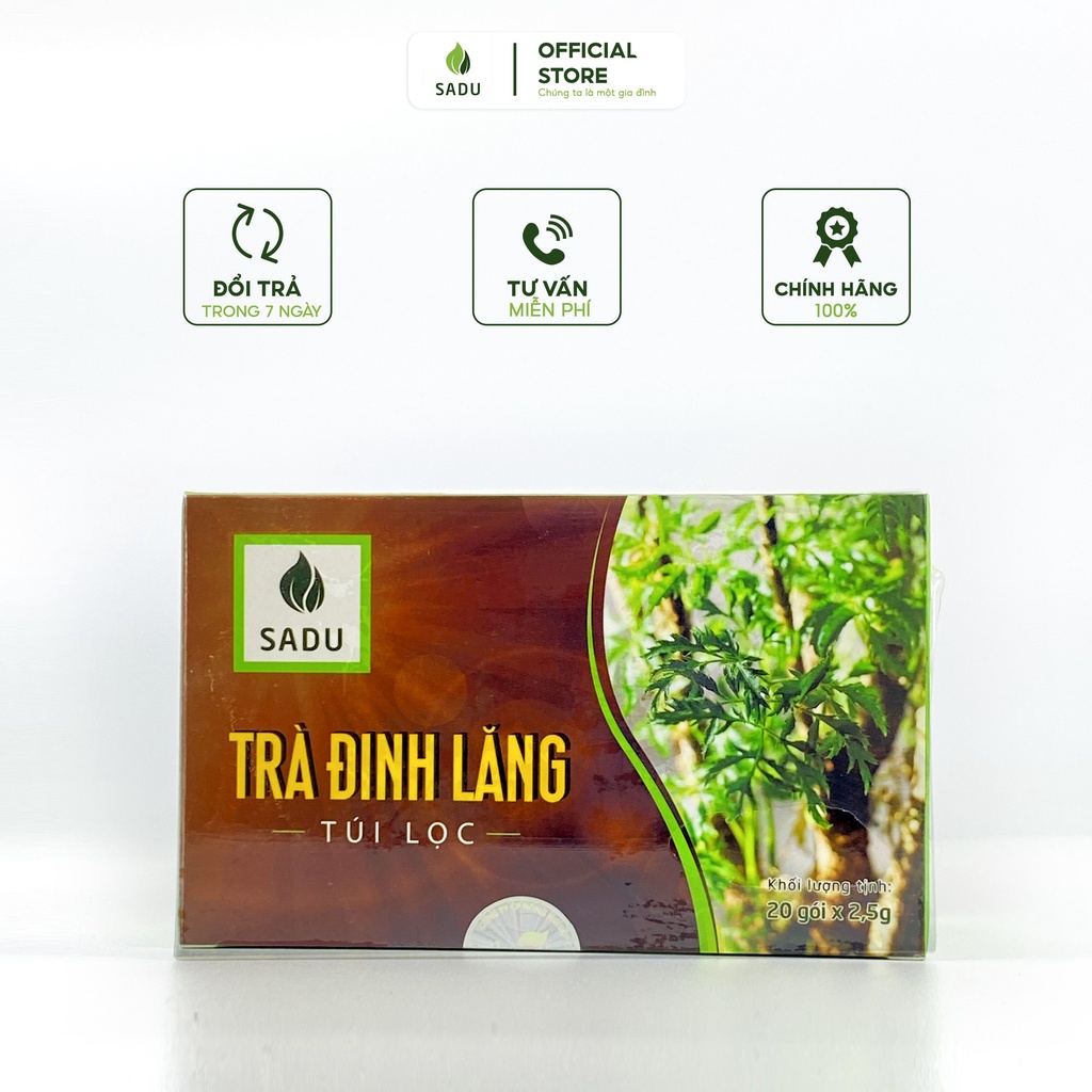 [100% tự nhiên - Mua 5 Tặng 1] Trà đinh lăng túi lọc sadu Hỗ trợ chứng mất ngủ, ngủ ngon, sâu giấc 1 Hộp (20 gói x 2,5g)