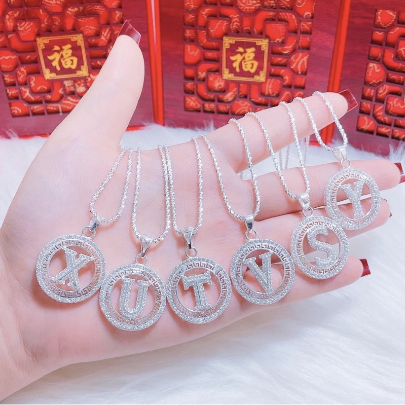 Dây chuyền chữ cái Bạc S925 loại To dày - Dây chuyền nữ bạc S925 măyj chữ cái - Vàng bạc Khải Khải