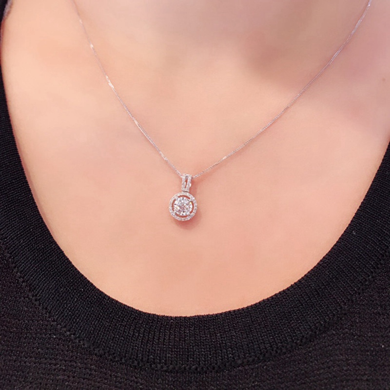 Dây chuyền mặt tròn đính đá zircon bạc 925 thời trang nữ