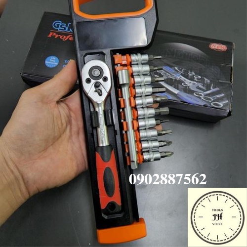 bộ tuýp lục giác 12 chi tiết kingtools tiêu chuẩn đức (tuýp lục giác, bake, bông mai)
