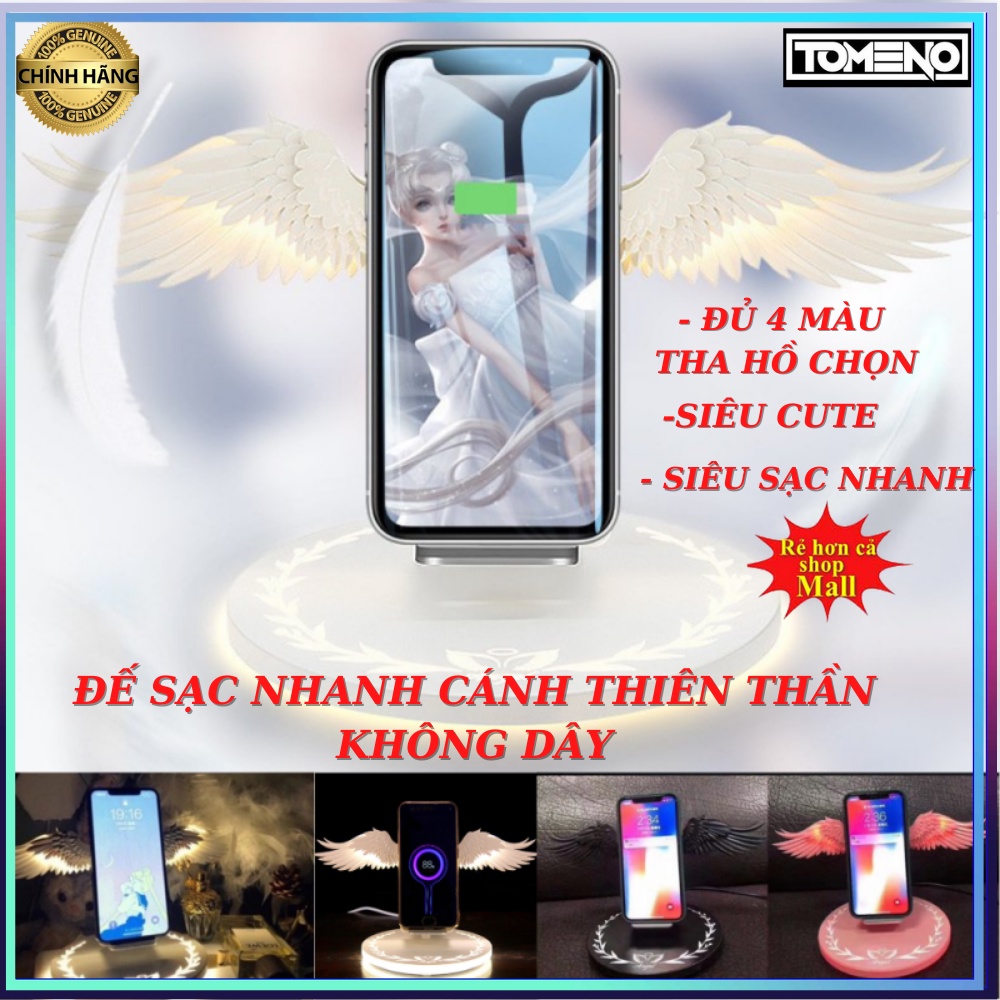 Sạc Nhanh Không Dây , sạc thiên thần , công suất 10w , đế sạc nhanh không dây tích hợp mọi loại máy , tomeno