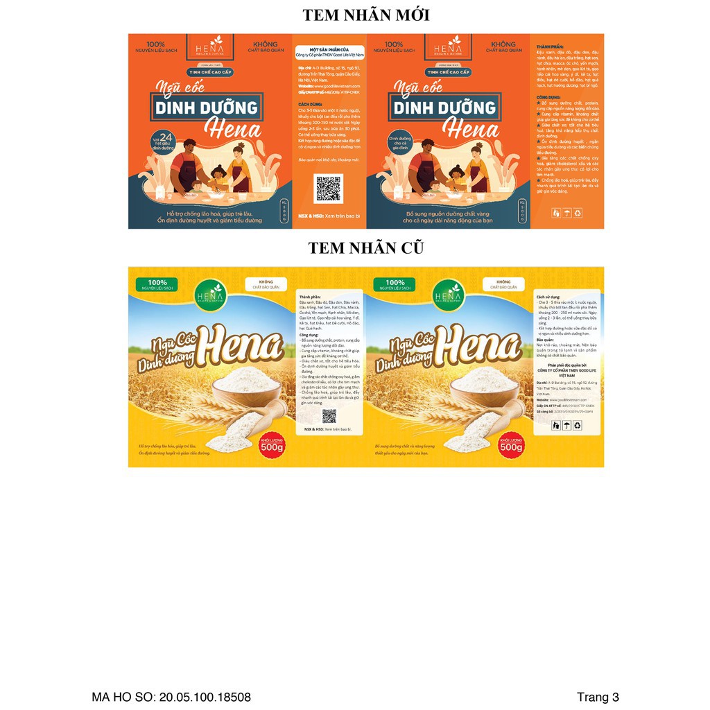 Ngũ Cốc Ăn Sáng Cao Cấp HENA 500g , Bột Ngũ Cốc Dinh Dưỡng Cho Cả Gia Đình [Chính Hãng 100% Thiên Nhiên]. | BigBuy360 - bigbuy360.vn