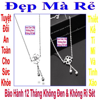 Dây chuyền cho bé gái có mặt cỏ 4 lá hình tim rớt bi - An toàn cho trẻ - Cam kết 1 đổi 1 nếu đen và gỉ sét