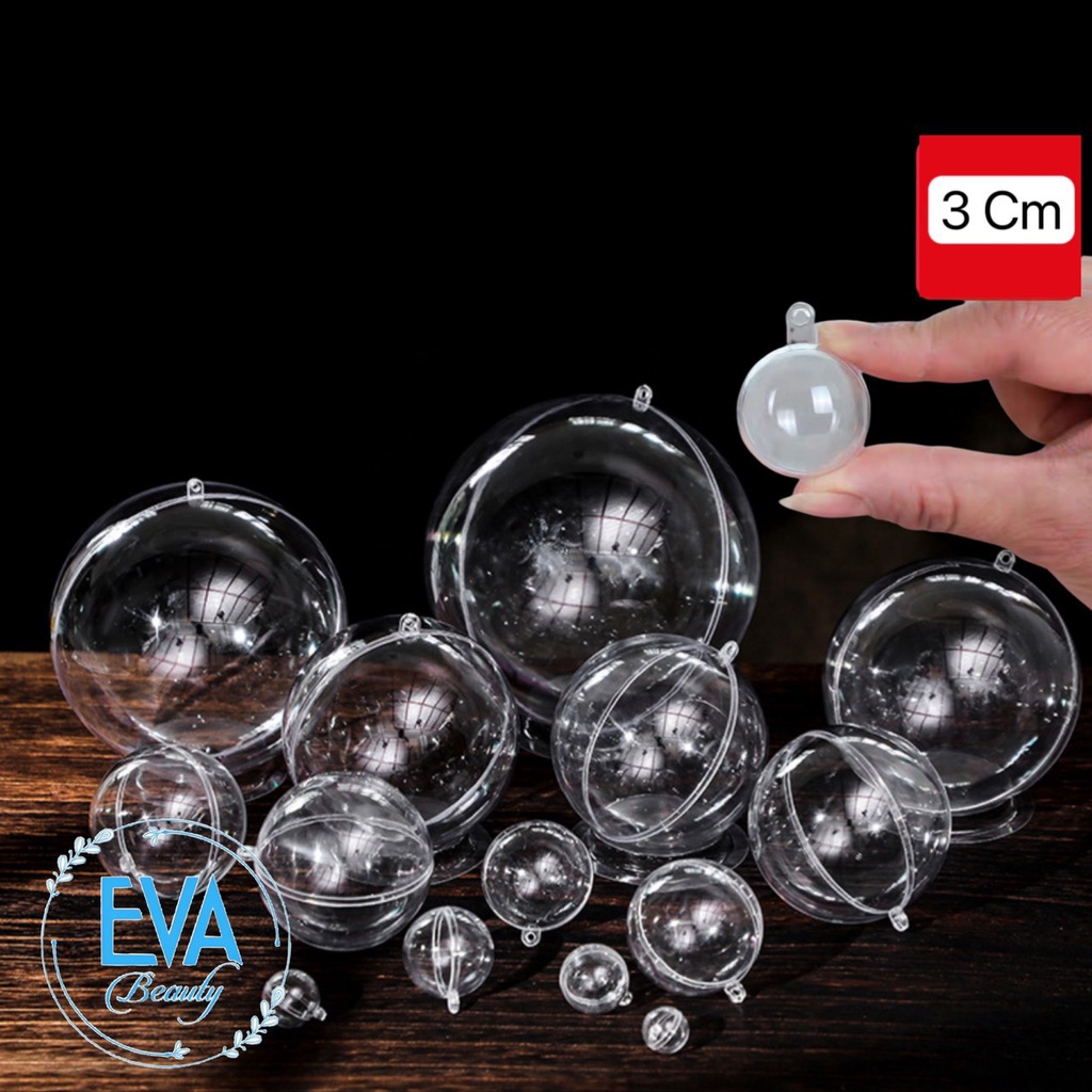 Quả Bóng tròn Nhựa Trang Trí Trong Suốt Đường Kính 3 Cm