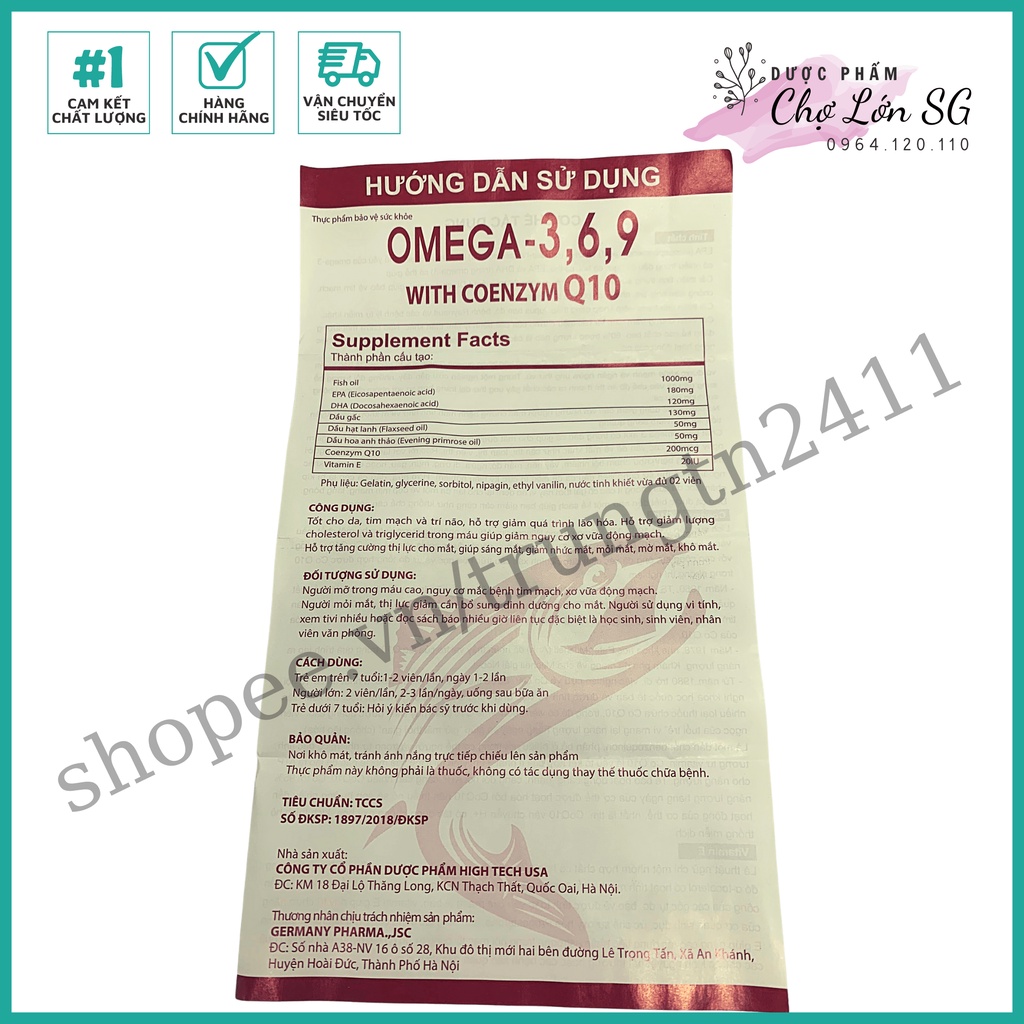 Viên dầu cá ALASKA OMEGA 369 WITH COENZYM Q10 hỗ trợ cải thiện thị lực  - Chai 100 viên