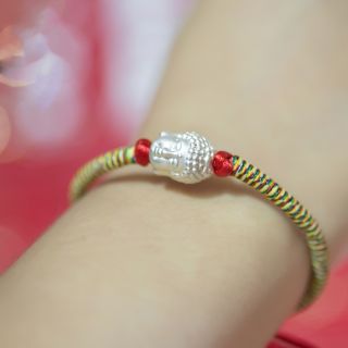 Vòng tay charm đầu Phật bạc