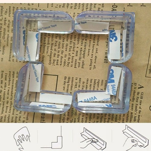 Bịt góc bàn, bọc cạnh bàn kính bằng silicon tránh va đập, an toàn cho bé