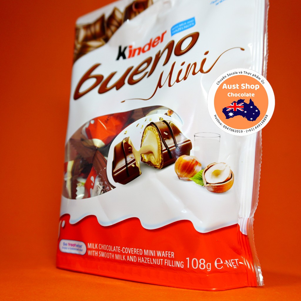 Socola Sữa Milk Chocolate Kinder Bueno Minis 20 Piece Share Pack 108g - OZ - Aust Shop Chocolate