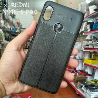 Ốp lưng dẻo vân da Auto Focus cho xiaomi redmi note 5 pro