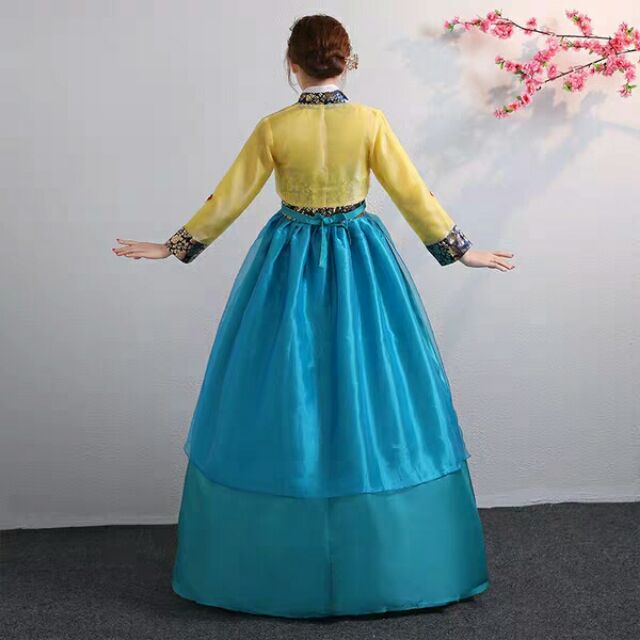 Hanbok Hàn Quốc mã HB0005 thêu áo, váy 2 tầng giá rẻ cho học sinh sinh viên.