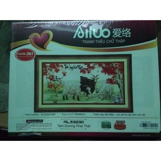 tranh thêu con dê tam dương khai thế