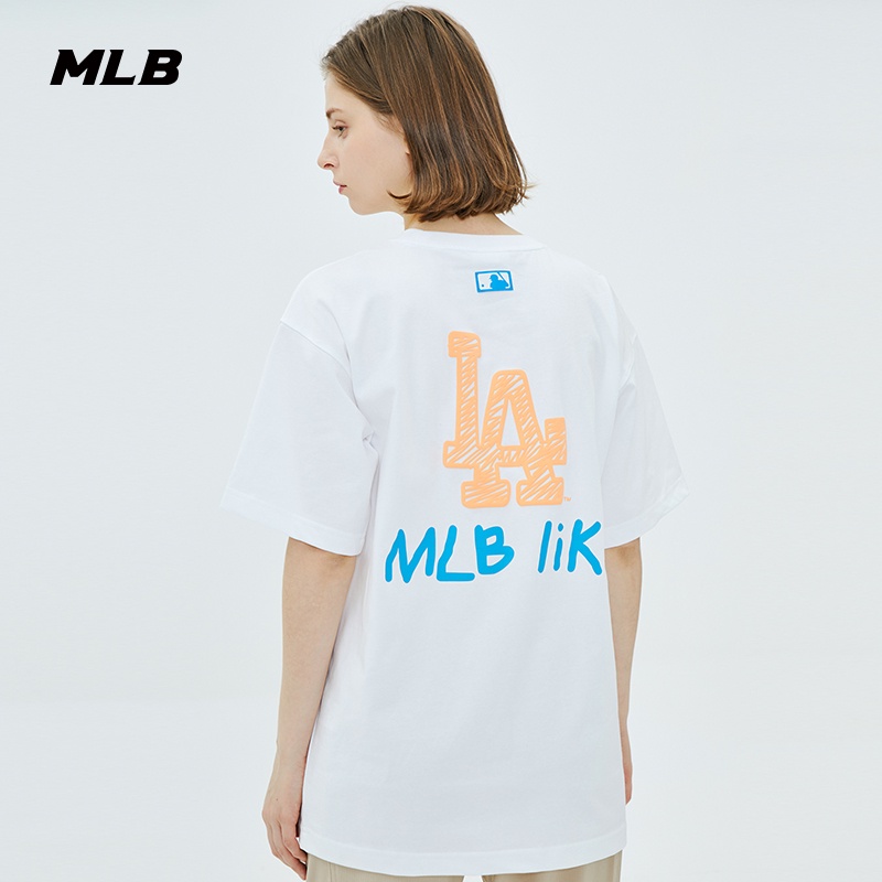 Áo Thun Thể Thao Mlb Ngắn Tay Cổ Tròn Form Rộng Họa Tiết Graffiti Cho Nam Và Nữ