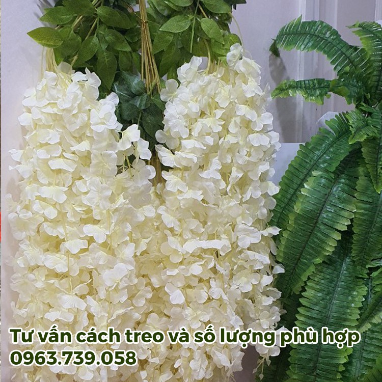 HOA TỬ ĐẰNG GIẢ TRANG TRÍ CHIỀU DÀI 1 CÀNH 110cm 1 CỤM 3 NHÁNH