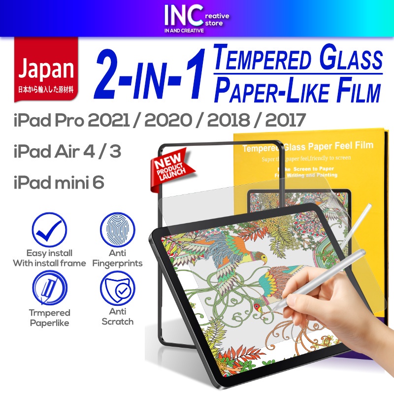 Kính Cường Lực Kèm Khung Bảo Vệ Màn Hình Cho iPad Mini 6 10.2 10.9 11 New iPad 9 8 7 2021