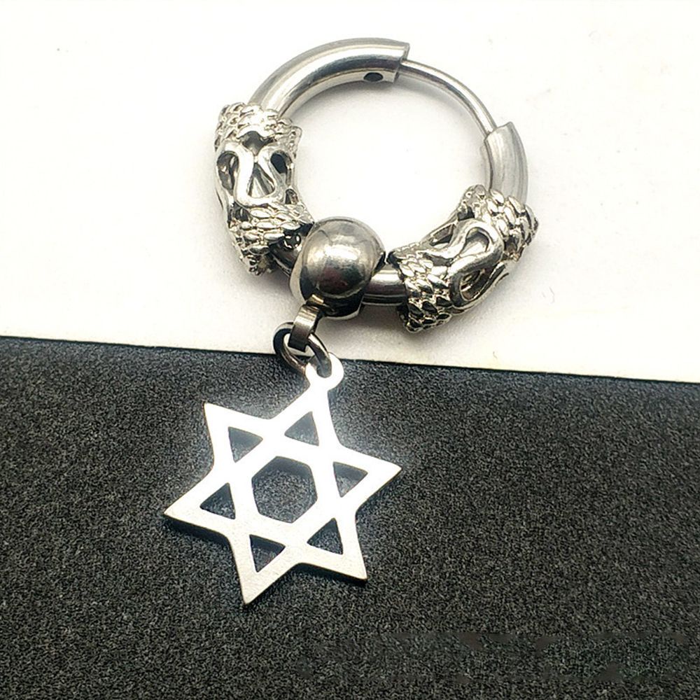 Khuyên tai dạng vòng phối tua rua màu trơn bằng thép không gỉ phong cách Hàn Quốc thời trang cho nam và nữ