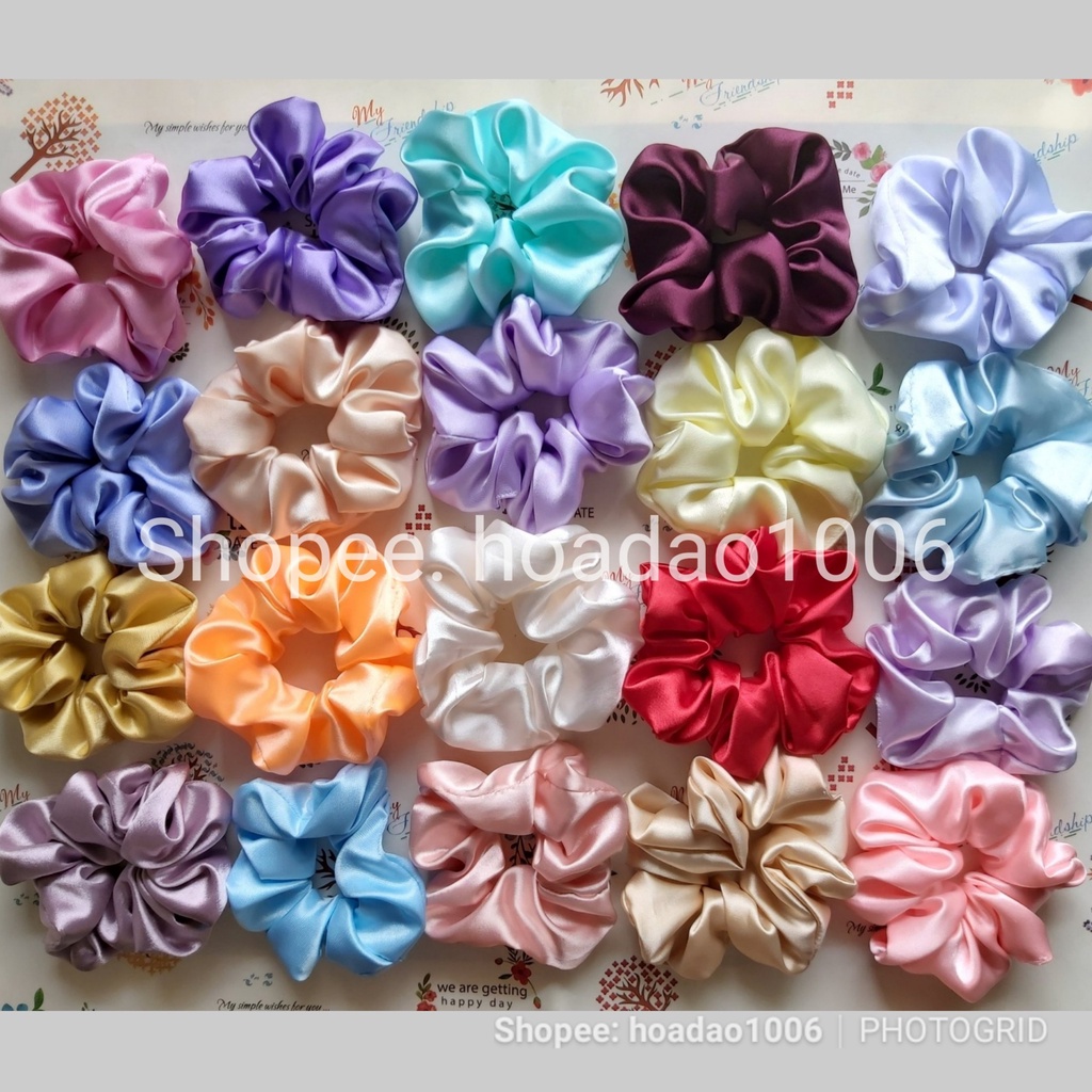 Dây cột tóc Scrunchies phi bóng / Đồ buộc tóc vải satin bóng