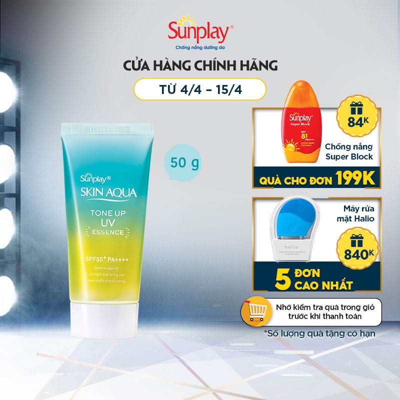 Tinh chất chống nắng nâng tông Sunplay Skin Aqua Tone Up UV EssenceMint Green 50g