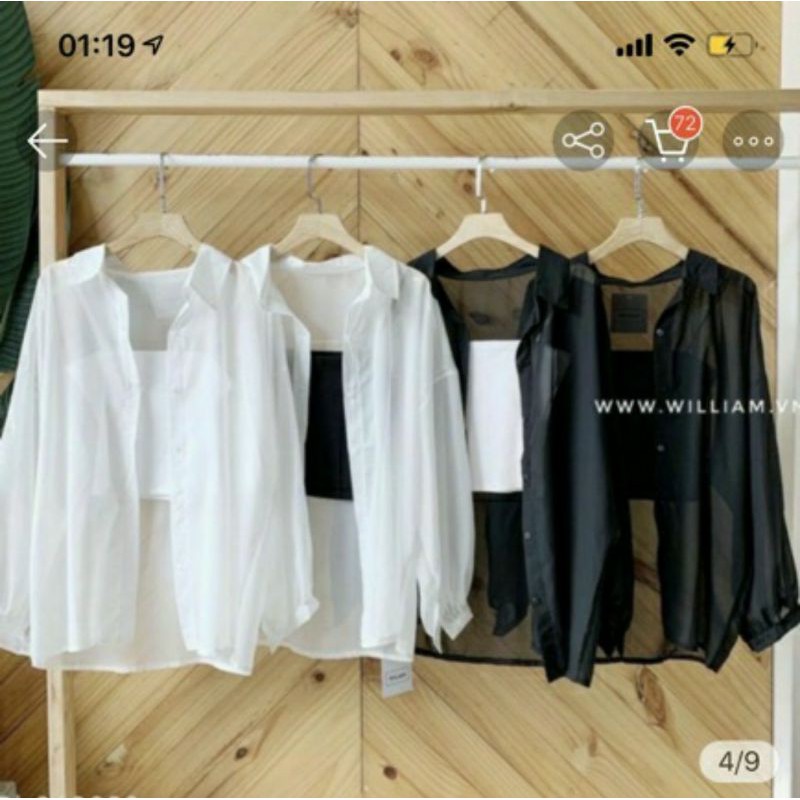 Sét áo sơ mi voan from rộng có túi  và áo 2 dây cực sang chảnh